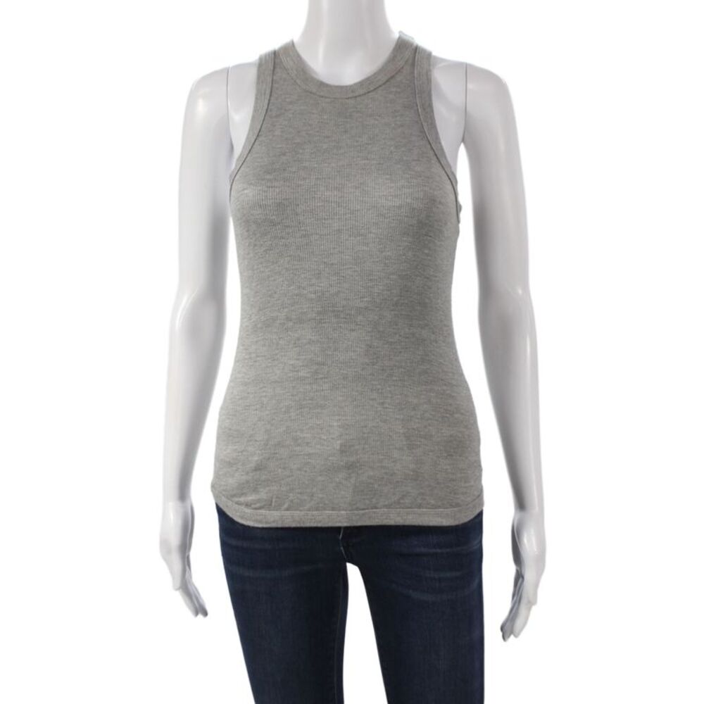 SPRWMN Women Basic Gray Sleeveless Tank Crew Neck Tencel Size S